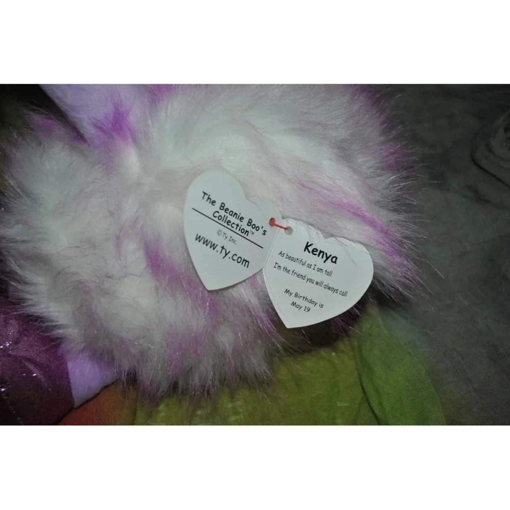 NEW TY Beanie Boos KENYA‎ the Purple Ostrich Glitter Eyes Sitting 14.5